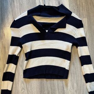 Cider Black and Cream Striped Long Sleeve Top